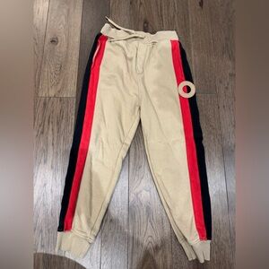 Burberry Youth Jogger sweatpants Tan with Red and Black